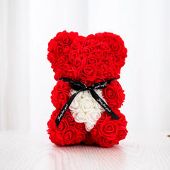 Rose Flower Bear Hand Made Rose Teddy Bear Gifts for Women Valentine's Day Mothers Day Wedding Anniversary