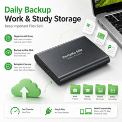 Space Efficient External Hard Drive 2TB Portable Mobile Hard Disk for Family Daily Photo Saveing PC Laptop