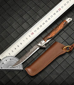 Multi-functional outdoor folding knife, high-hardness Damascus steel folding knife, portable fruit knife