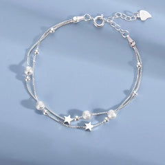 925 Sterling Silver Heart Shaped Necklace Bracelet Set for Women
