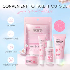 LAIKOU Japan Sakura Full Skincare Set Cleanser Toner Serum Cream Eye Cream Sunscreen Travel Kit Complete Facial Care
