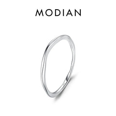 MODIAN 925 Sterling Silver Simple Fashion Stackable Ring Classic Wave Geometric Exquisite Finger Rings For Women Party Jewelry