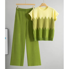 Casual Gradient Summer Knit Pants Sets Women Loungewear 2 Piece Women
