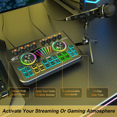 TENLAMP X3-E300 Bluetooth Sound Board Voice Changer & Podcast Microphone Bundle Kit for 4 People, Live Sound Card Audio Mixer Full Set for PC Phone Gaming Singing Karaoke Live Streaming Recording