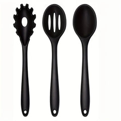 1/3-Piece Silicone Cooking Spoon Set - Heat-Resistant, Large Slotted & Solid Spoons for Non-Stick Cookware, Mixing & Filling