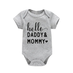 Hello Daddy Mommy Newborn Baby Bodysuit Pure Cotton Short Sleeve Summer Jumpsuit Cute Baby Onesie