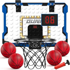 LED light electronic wall mounted basketball hoop, water pool home basketball hoop with 4 basketballs, family party game supplie