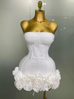 Sexy Evening Bandage Dress Strapless Bodycon Flowers Mini Celebrity