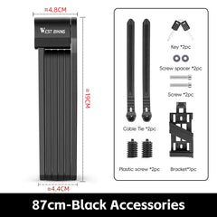 WEST BIKING Bike Foldable Lock Anti-theft Electric E-Bike Chain Padlock Motorcycle Safety Portable Locks Bicycle Accessories