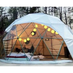 Luxury Geodesic Dome Glamping Tent, Waterproof Outdoor Round Shelter with Private Bathroom for Resort Holiday Accommodation