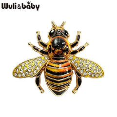 Wuli&baby Cute Rhinestone Bee Brooches For Women Unisex 5-color Beautiful Insects Party Office Brooch Pins Gifts