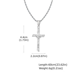 Stainless Steel Cross Necklace Catholicism Jesus Pendant Gold Color Collar Church Prayer Faith Jewelry for Men Women Gift