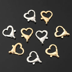 10pcs Heart Shaped Spring Clasps Metal Lobster Clasps Bag Clips Hook Dog Chain Buckles DIY Keychain Jewelry Making Accessories