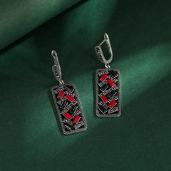 Ajojewel Black/Red Green Bohemian Jewelry Set For Women Colorful Zircon Crystal Geometric Ring Earrings Necklace & Pendant
