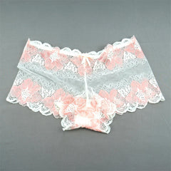 New 2023 Transparent Underwear Women Sexy Lace Panties Women Bikini Bottom Boyshorts Hollow Out Ladies Floral Boxers M-XXL