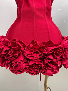 Sexy Evening Bandage Dress Strapless Bodycon Flowers Mini Celebrity