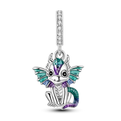 Charms Bead 925 Sterling Silver Pink Butterfly Luminous Firefly Dangle