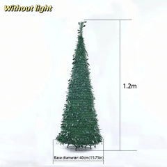 Pre-Decorated Pop-Up Christmas Tree Warm White Lights Gold Ornaments Folding Christmas Tree Easy Assembly Space-Saving