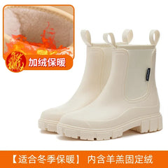 Winter Women's Boots Cotton Padded Women's Rain Shoes Midsole Rain Boots Women Wear-resistant Waterproof Anti Slip Rubber Shoes