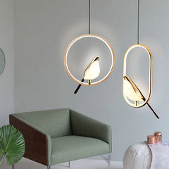 Rotatable Magpie Bird LED Pendant Light for Bedside Bedroom Indoor Gold Silver Hanging Lighting Chandelier Lamps Foyer AC85-265V