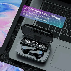 New M19 TWS Bluetooth Headphones 5.3 9D High Fidelity Wireless Headphones Touch IPX7 Waterproof Digital Display Headphones