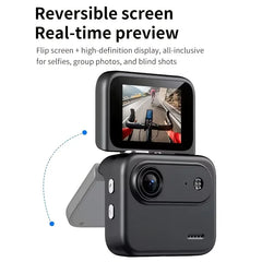 32GB 4K HD Flip Screen Thumb Camera Action Camera | Outdoor Recording, VLOG Cycling Camcorder, Anti Shake Flip Screen Panoramic Travel Shooting, Large Wide-angle First Person View Recording Camera, USB Charging, Lightweight S