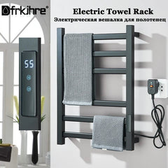 Black/White Electric Towel Rack With Digital Display Touch Temperature&Time Control Smart Heated Towel Rail Towel Warmer