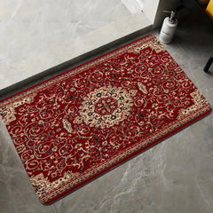 Red Persian Carpet Floor Mat Flannel Rugs Cozy Plush Thickened Soft Warm Winter Floor Mat Non Slip Living Room Home Indoor Use