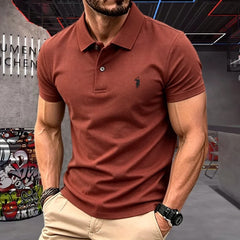 100% Pure Cotton High-End Brand Men's Short Sleeve Polo Shirt Summer