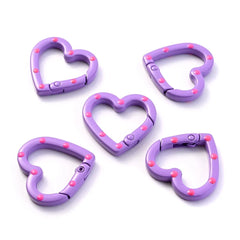5pcs Multicolor Metal Heart Ring Spring Clasp Carabiner Keychain Clips Hook Dog Chain Diy Jewelry Buckle Connector Supplies