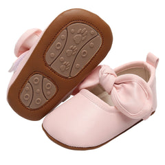 Citgeett Autumn Infant Baby Girl Princess Dress Shoes Leather Bowknot Flats Crib Shoes Non-Slip Shoes
