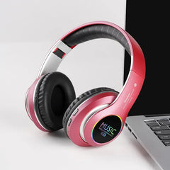 Wireless Bluetooth 5.0 HiFi Over-Ear Headphones | Foldable | Low Latency | Sports Office Gaming | White Black Gray Red