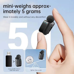 Mini Wireless Lavalier Microphone, compatible with Android and iPhone, exceptional sound quality, AI-powered noise cancellation, voice converter, 30-hour battery life, comes with a charging case, ideal for video recording, po