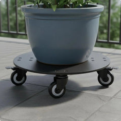 Versatile Heavy Duty Plant Holder Metal Rolling Planter Stand with Lockable Wheels for Home Garden