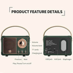 Retro Bluetooth Speaker Wireless Card Portable Subwoofer Mini Outdoor Student Small Bluetooth Speaker