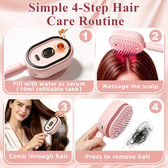 Electric Spray Hair Straightener Comb Electric Steaming Air Cushion Massage Hair Brush Rechargeable Detangling Steam Brush