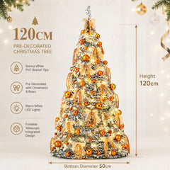 Integrated Christmas Tree Foldable with Ornaments LED Lights High Grade Christmas Tree 120cm To 180cm Home Christmas Party Decor