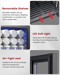 24 Cans Beverage Refrigerator Cooler - Mini Fridge with Digital Temperature Control, Soda Wine Beer Drink Fridge -, Custom