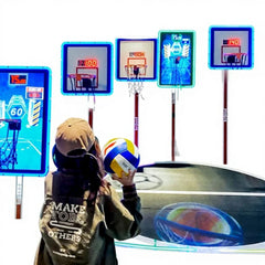 Northern Lights Metal Indoor Foldable Basketball Arcade Game Machine with Hoop Colorful Finish 2-Year Warranty Universal Plug