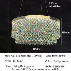 Luxury Crystal Chandelier Light Ceiling Hanging Lamps Home Decoration Dining Room Chandeliers Lights Lighting for Living Room