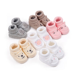 0-12months Infant Knitted Baby Booties with Ears Soft Comfortable Winter Shoes  for girls boys