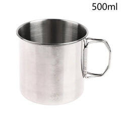 1pc Stainless Steel Folding Handle Cup Portable Carabiner Cup Outdoor