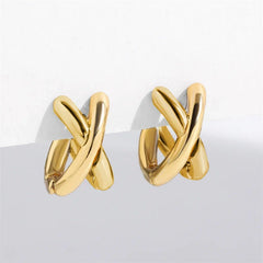 Vintage CC Design Stud Earrings for Women Korean Fashion X Cross Zircon Earring Engagement Jewelry Gifts Wholesale