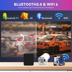 4K Mini Projector 10000 Lumens LED 1080P WiFi Bluetooth Ultra HD Portable Home Theater