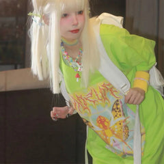 Karrcat Y2k Aesthetics T-shirt 2000s Harajuku E-girls Short Sleeve Tshirt Metal Cyber Chic Tops Punk Style Mall Goth Alt Clothes