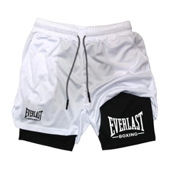 Men's Compression Gym Short Sports Pants Double Layered Quick Drying Running Muscle Fitness Athletic Multi-functional Activewear