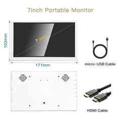 LESOWN 7 inch Small Touchscreen HDMI Portable Monitor Capacitive 1024x600 IPS White Mini Wide Secondary Screen Gaming Monitor