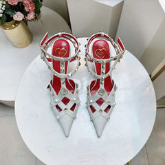 2026 Spring/Summer New High Heel Riveted Sandals Pointed Fine Heel Sandals Riveted Single Shoes