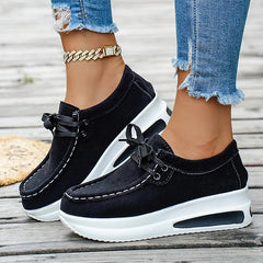 Basic Color Platform Loafers for Women Spring Light Thick Sole Wedge