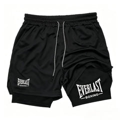 Men's Compression Gym Short Sports Pants Double Layered Quick Drying Running Muscle Fitness Athletic Multi-functional Activewear